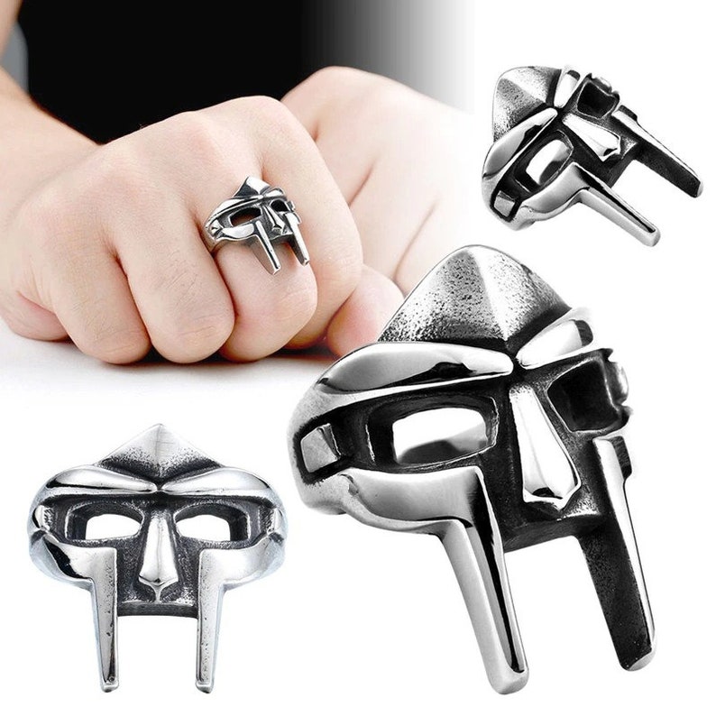 MF DOOM Stainless Steel Ring - Gladiator Mask Ring - Mask Rings For Men -  Retro Jewelry - Party Accessories - Gift for Him 