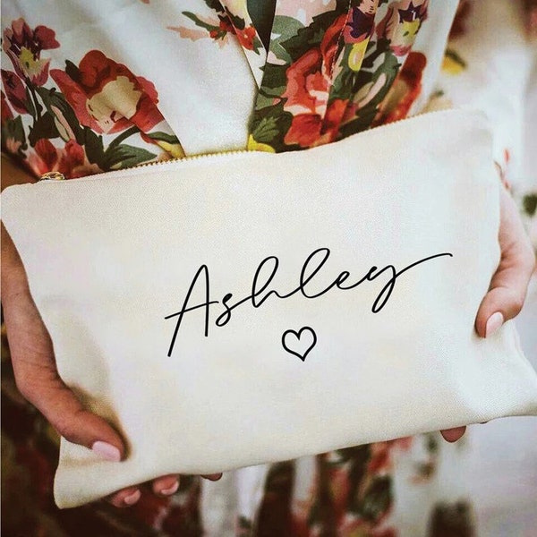 Personalized Makeup Bag - Custom Bridesmaid Gift - Bachelorette Party Gifts - Bridal Shower Clutches - Maid of Honour Present - Gift For Her