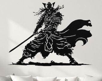 Japanese Samurai Wall Decor Warrior Metal Art Sign, Japanese Battle Silhouette, Samurai Metal Art, Japanese Combat Garden Wall Sign