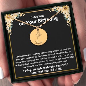 First Met at Coffee Shop Necklace Gift for Wife Romantic Birthday Pendant with Love Message Card Personalized Milestone from Husband