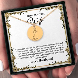 Regalo de aniversario para esposa, carta de amor para casarse de nuevo, romance atemporal, recuerdo para esposo, promesa de llama eterna, joyería