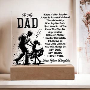 Gift for Dad From Daughter Led Light Sign Present for Dad Father’s Day Gift From Daughter Unique Keepsake Plaque for Father Christmas Gift