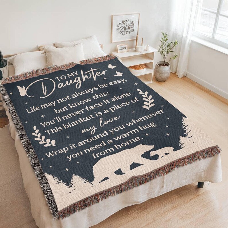 Personalized Daughter Woven Blanket Custom Cotton Throw From Mom 
