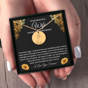 5th Wood Anniversary Gift for Wife Strength and Peace Necklace with Grace Message Card Heart Full World Bright Jewelry Lifetime Love