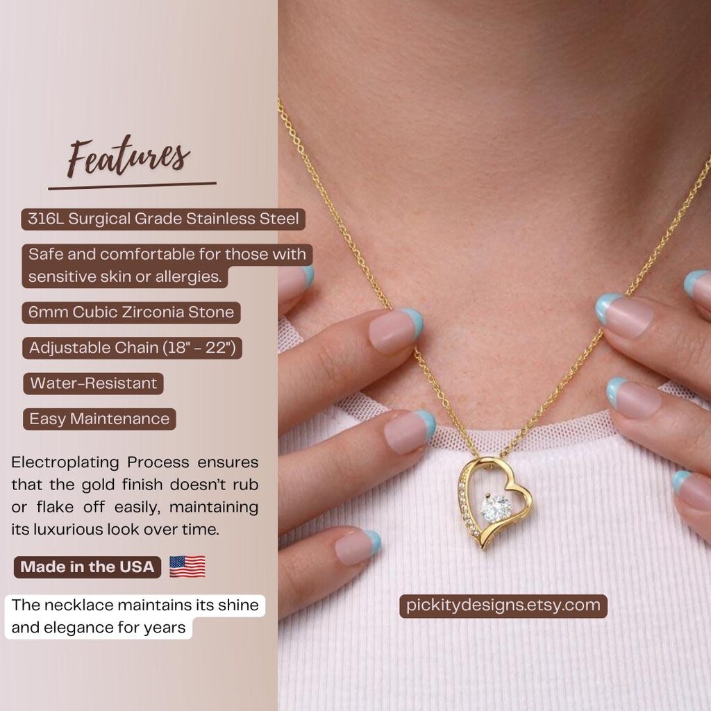 Collana A Cuore In Moissanite Da 1 Carato Per Donna – Incisa I LOVE YOU – Argenteo 925, Catena 50,8 Cm