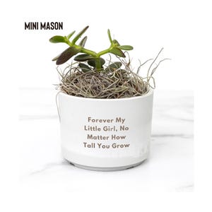 Personalized Mini Plant Pot – Engraved Succulent Planter, Eco-Friendly Gift for Daughter, Custom Laser-Etched Desk Decor