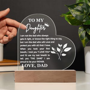 Carta a mi hija: regalo de cumpleaños de papá, regalo sentimental para hija, placa acrílica para mi hija: regalo de Navidad de papá