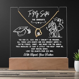 Sister Graduation Gift From Brother Graduation Necklace 2025 Jewelry Gift for Sister Supportive Graduation Jewelry Brother Sister Gift