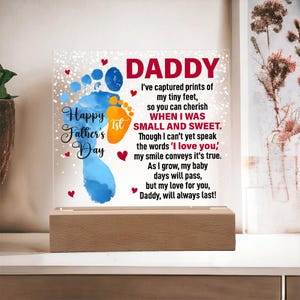 First Father’s Day Gift from Daughter – Sentimental LED Plaque for Dad – Birthday Present from Daughter to Daddy, Personalized Light Up Sign