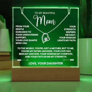 Presentes significativos para a mãe – Presente de acrílico de lembrança da filha – Joias Forever Love para o Dia das Mães, Colar para a mãe, Presente de aniversário para a mãe