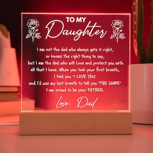 Personalized Daughter Gift from Dad Acrylic Keepsake with LED Light for Birthday Christmas & Wedding