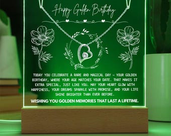 Golden Birthday Necklace for Her Personalized Custom Birthday Gift Happy Golden Birthday Jewelry Unique Golden Bday Celebration Present