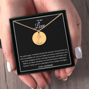 10e verjaardagscadeau voor Sarah Gepersonaliseerde vrouw ketting en kaart Legacy of Love Keepsake Complete Me Forever Husband Gift