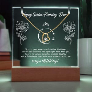 Bestie Golden Birthday Gift Necklace, Custom Bestie Birthday Gift, Happy Friendship Golden Birthday, Female Friend Golden Birthday Gift