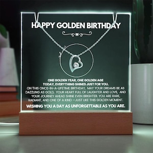 Collier cadeau d&#39;anniversaire doré personnalisé, cadeau d&#39;anniversaire personnalisé, joyeux anniversaire doré, cadeau d&#39;anniversaire personnalisé, cadeau d&#39;anniversaire doré pour elle