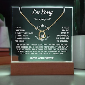 Regalo de disculpas, collar de disculpas personalizado, regalo de disculpas para esposa, pareja y novia, regalo de disculpas para esposa, regalo de joyería personalizado "Perdóname".