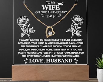 Anniversary Gift for Wife LED Display Love Message Heart Necklace Gift Set Romantic Present Bedroom Decor Light Decoration Marriage Gift