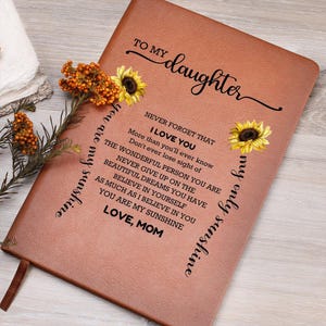 To My Beautiful Daughter Leather Journal – Personalized Diary, Sentimental Gift from Mom, Vegan Leather Notebook Keepsake