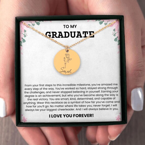 Personalized Graduation Gift for Daughter Birth Flower Name - Main Image