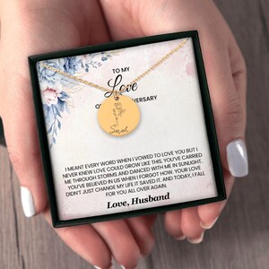 Vowed Love Anniversary Necklace for Wife Through Storms and Sunlight Gift with Love Saved Life Message Card Fall Again Jewelry from Husband