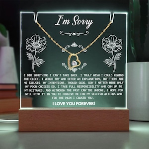 Regalo de disculpas, collar de disculpas personalizado, regalo de disculpas para esposa, pareja y novia, regalo de disculpas para esposa, regalo de joyería personalizado "Perdóname".