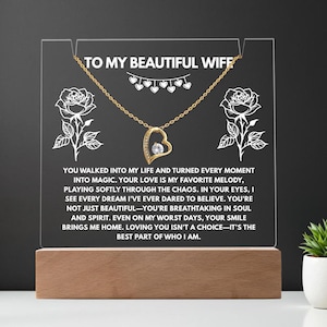 Cadeau pour femme de mari Collier coeur romantique avec carte de message Anniversaire Anniversaire de jeunes mariés Collier souvenir pour femme de mari