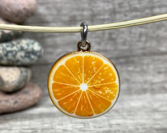 6 Orange Fruit Slice Enamel Charms with Jump Rings | Jewelry Making Supplies | Craft Supplies | Jewelry Charms