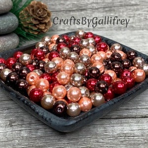 40 Pcs Colored Glass Beads Wood Beads for Crafts Glass Round Beads for Fall DIY Jewelry Decor Pearl Beads for Jewelry Making Necklace Earrings Jewelry