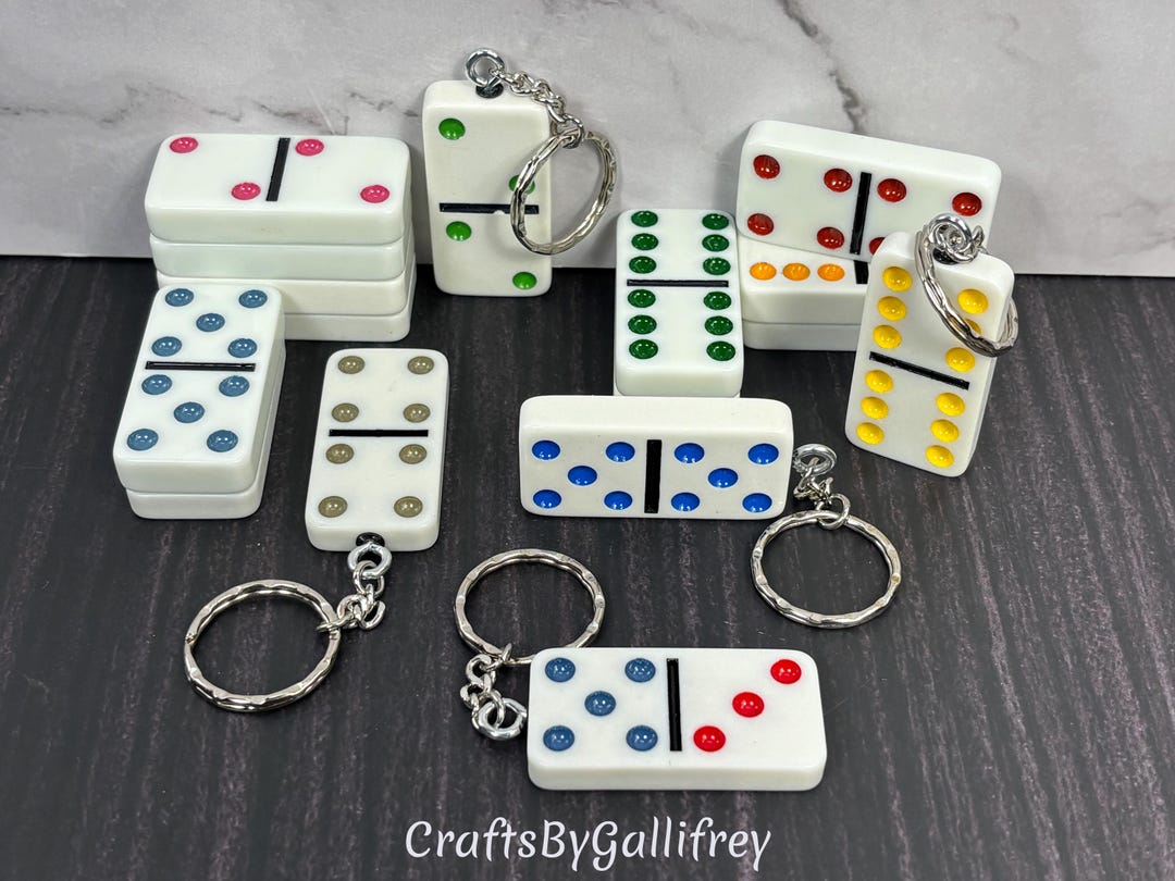Genuine Domino Keychain Pick the Number, Double Six Tiles, Game Night