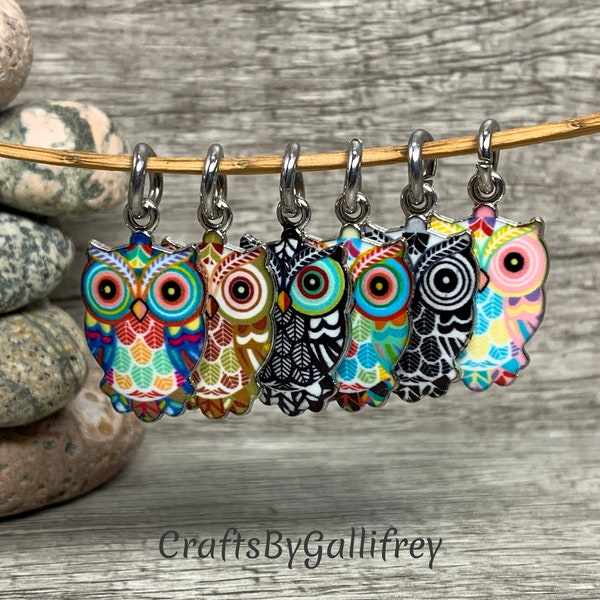 6 Assorted Colorful Owl Enamel Charms for Making Jewelry | Jump Rings Included | Jewelry Making Supplies | Zipper Charms