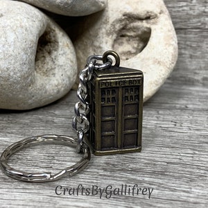 Small Bronze Tardis Doctor Who Inspired Keychain | Police Box Keychain | Whovian Gifts