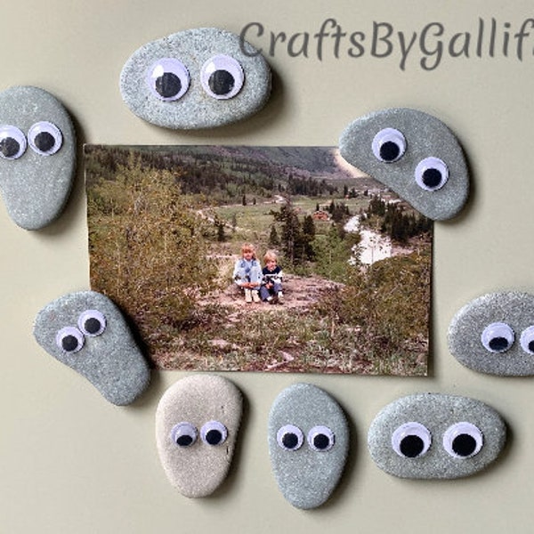 4 Googly Eyes Flat Beach Rock Fridge Magnets | Filing Cabinet Magnets | Office Magnets | Beach Stone Magnets | Funny Magnets | Unique Gifts