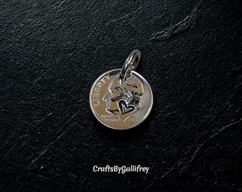 10th Anniversary Heart Dime Charm - Pick the Year: Personalized 10 Year & Milestone Gifts
