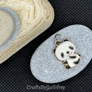 Panda Enamel Charms with Jump Rings: Jewelry & Craft Supplies - Set of 6
