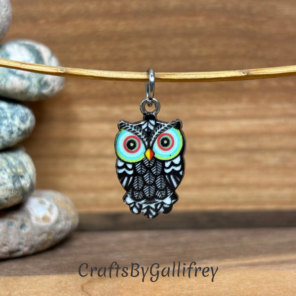 6 Owl Enamel Charms for Making Jewelry | Jump Rings Included | Jewelry Making Supplies | Bridle Charms