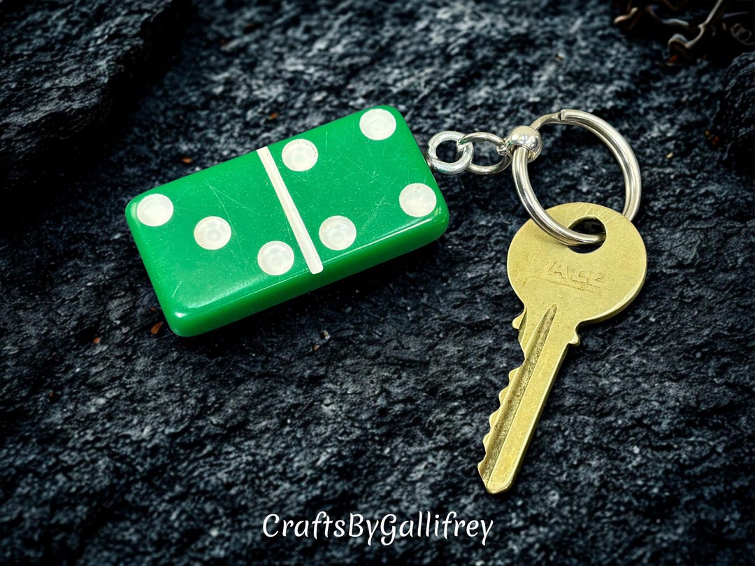 Vintage Green Domino Keychain - Pick the Tile: Double Six Dominoes ...