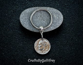 10 Year Anniversary Dime Keychain - Pick The Year | Anniversary & Couples Gifts