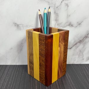 Handmade Multi Wood Pencil Holder Made in North Texas | Desk Organizer | Pen or Pencil Cup | Desk Top Accessories and Storage