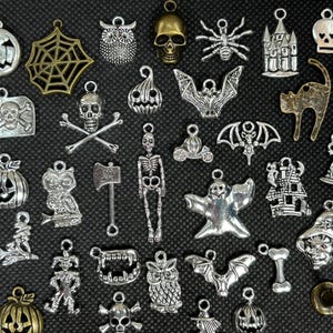 50 Assorted Halloween Charms for Jewelry Making | Cute & Spooky Assortment for DIY Crafts
