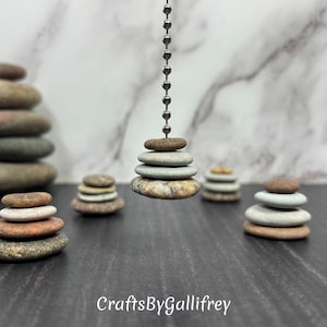 Stacked Beach Stones Light Pulls | Rock Cairns Ceiling Fan Pull | Coastal Decor & Gifts