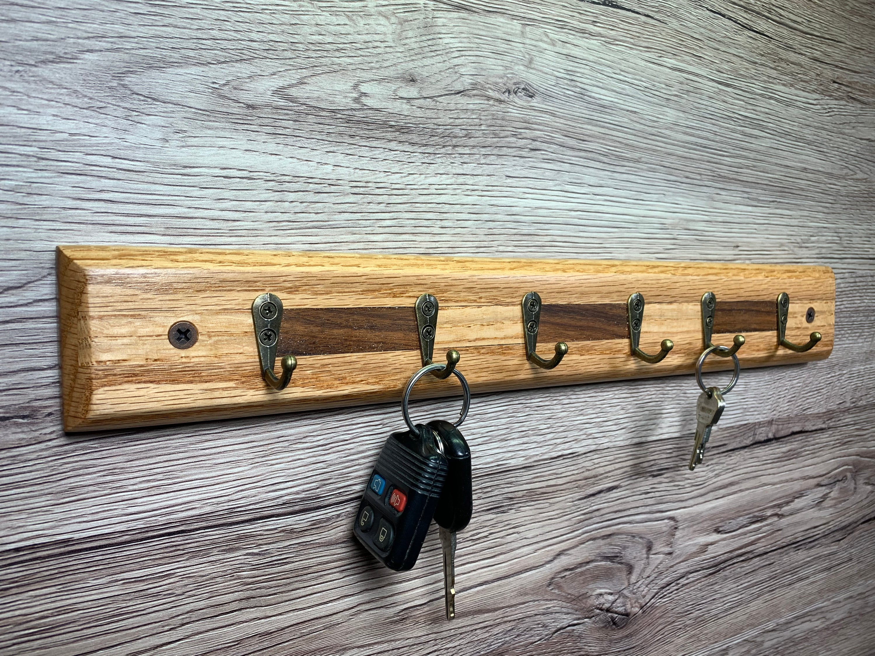 Key Holder Wall Mount Hardwood Key Rack Red Oak Key Etsy
