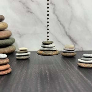Stacked Beach Stone Light Pull | Coastal Rock Cairn Ceiling Fan Chain Pull