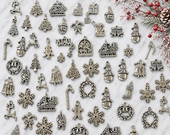 Mixed Christmas Charms - 50 Count | Holiday Charms for Jewelry Making & Crafts