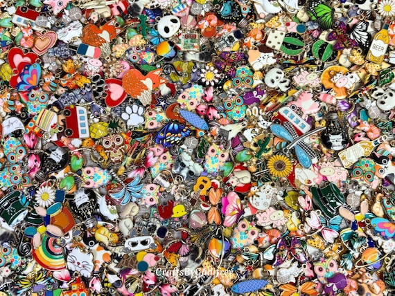 Assorted Enamel Charms for Jewelry Making and DIY Craft Supplies