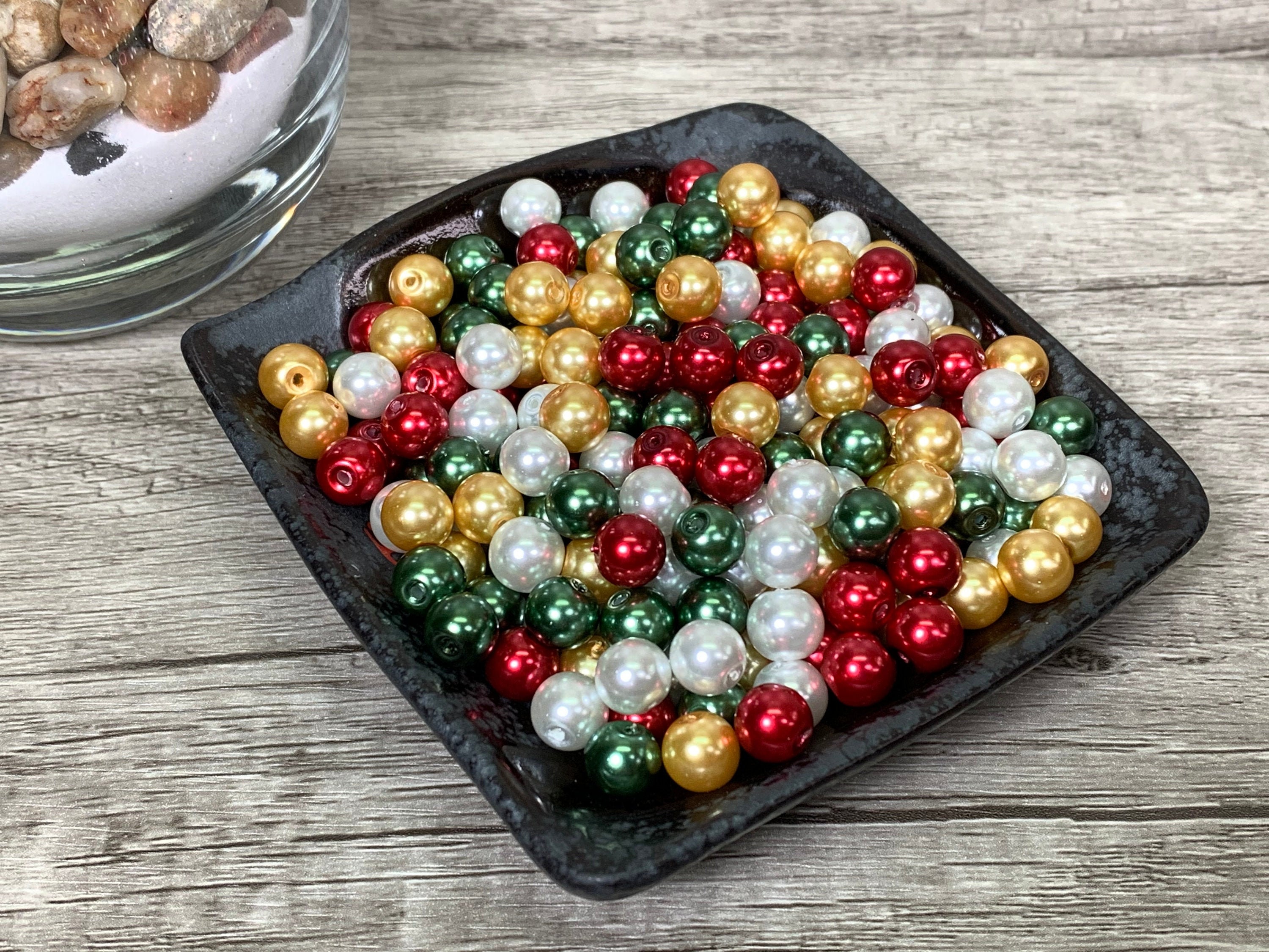 Christmas Bead Mix 8mm Glass Holiday Beads Large Lot of | Etsy