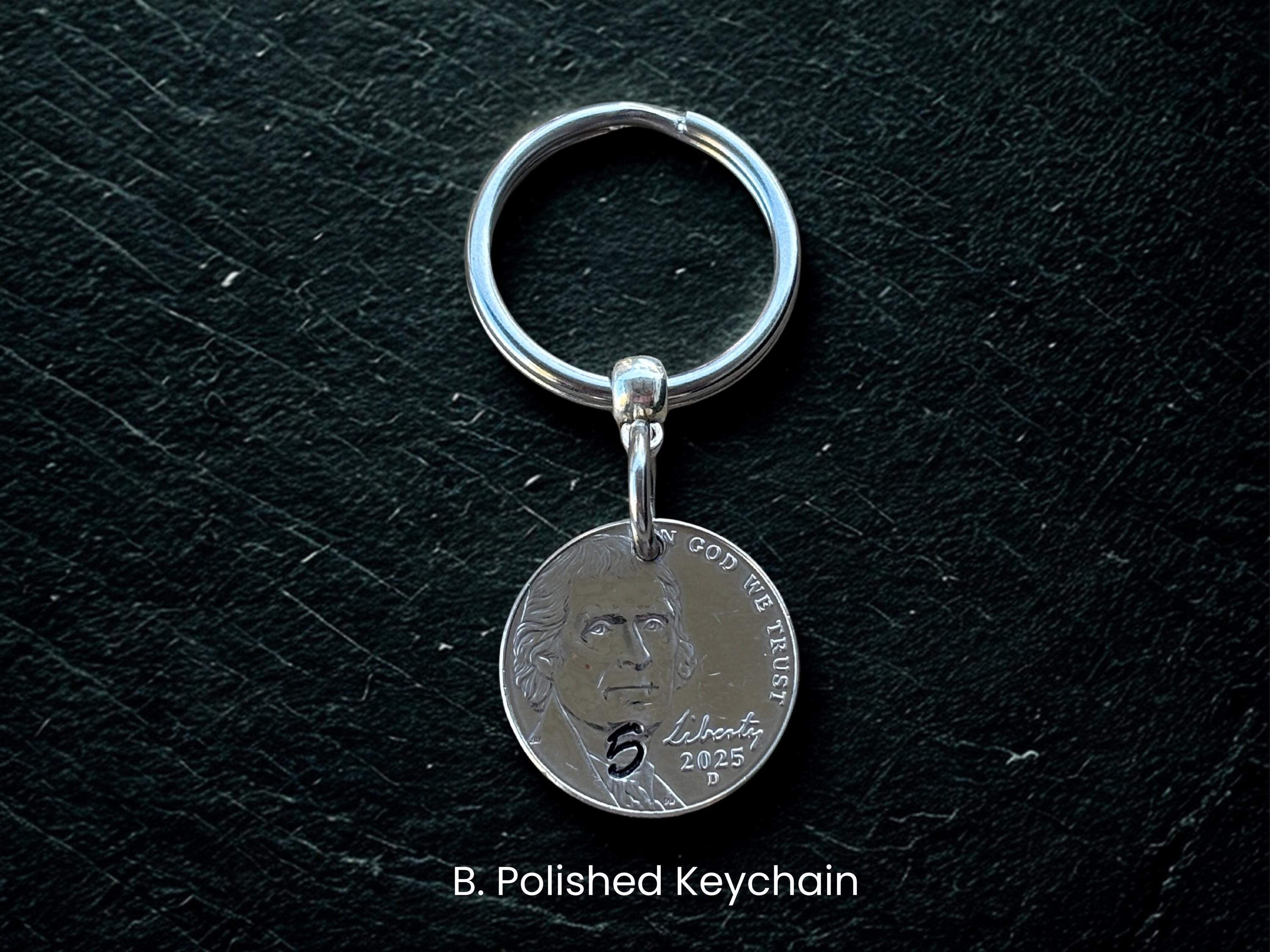 5 Year Sobriety Nickel Keychain - Pick the Year: Milestone