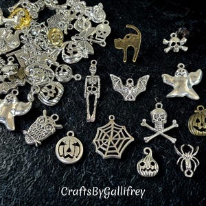 50 Assorted Halloween Charms | Cute & Spooky Charms for Halloween Costumes, Jewelry and DIY Crafts