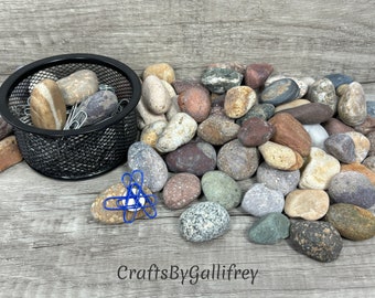 Natural River Rock Magnetic Paper Clip Grabbers | Paper Clip Catcher | Desk Drawer Crawler | Paper Clip Holder | Desk Accessories