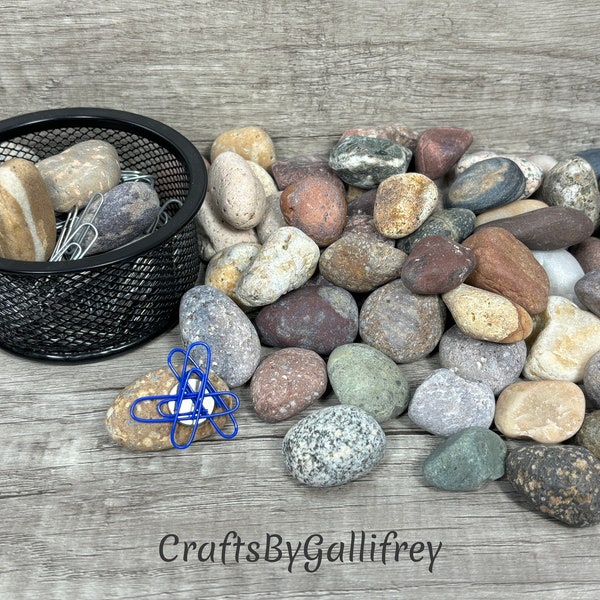 Natural River Rock Magnetic Paper Clip Grabbers | Paper Clip Catcher | Desk Drawer Crawler | Paper Clip Holder | Desk Accessories