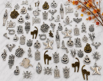 HUGE Mixed Lot of 500 Metal Halloween Charms • Bulk Jewelry Making Supplies